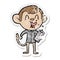 distressed sticker of a crazy cartoon monkey manager