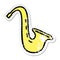 distressed sticker of a cute cartoon musical saxophone