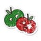 distressed sticker of a cute cartoon pair of apples