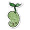 distressed sticker of a cute cartoon seed sprouting