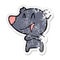 distressed sticker of a laughing bear with crossed arms cartoon