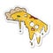 distressed sticker of a melting pizza cartoon
