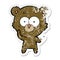 distressed sticker of a surprised bear cartoon