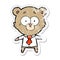 distressed sticker of a surprised bear cartoon