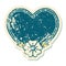 distressed sticker tattoo style icon of a heart and flower