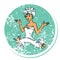 distressed sticker tattoo style icon of a pinup girl in towel with banner