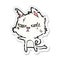 distressed sticker of a tough cartoon cat pointing