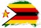 Distressed stroke brush painted flag of zimbabwe on white background