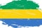 Distressed stroke brush painted gabon flag on white background