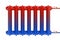 Distribution of heat flow in the cast iron heating radiator