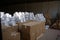 distribution shipping package bulb delivery warehouse business cardboard box storage. Generative AI.