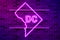 District of Columbia or Washington DC glowing purple neon lamp sign