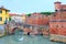 District of New Venice, Livorno, view of the island of New Fortress surrounded by the Royal Canal and the bridge with three arches