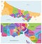 Districts of Istanbul province vector close up detailed map