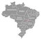 Distrito Federal red highlighted in map of Brazil
