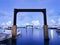 Disused Pillars of Floating pier at Ishigaki port in Ishigaki island, Okinawa, Japan, at dawn