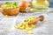 Ditalini macaroni. Pasta rings. Tubettini and thimbles. Anellini.