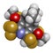 Dithiopyr preemergent herbicide molecule. 3D rendering. Atoms are represented as spheres with conventional color coding: hydrogen