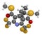 Dithiopyr preemergent herbicide molecule. 3D rendering. Atoms are represented as spheres with conventional color coding: hydrogen