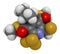 Dithiopyr preemergent herbicide molecule. 3D rendering. Atoms are represented as spheres with conventional color coding: hydrogen