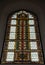 DITRAU, ROMANIA - Sep 08, 2020: stained glass window at church of the Sacred Heart of Jesus in Ditrau