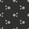 Ditsy monochrome seamless pattern with white flowers on black background