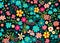 A Ditsy pattern with vivid flowers on a black background. Created with Generative AI