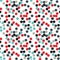 Ditsy vector polka dot pattern with random hand painted circles in various colors.