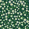 ditsy white yellow wild flower and green leaves with green background
