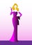 Diva Hollywood silhouette, Beautiful retro fashion blond woman,