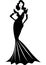 Diva Hollywood silhouette, Beautiful retro fashion woman in red party dress, luxury pret a porter evening dress, isolated