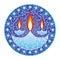 Divali Festival of Lights. Three candles, mandala. India. Vector graphics.