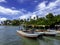 Dive boats moored at a dive centre on Weno Island, Truk