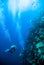 Diver blue water scuba diving bunaken indonesia sea reef ocean