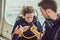 Diver prepares his equipment for diving in the sea