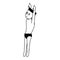 Diver swimmer younf man cartoon isolated in black and white
