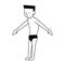 Diver swimmer younf man cartoon isolated in black and white