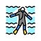 Diver swimming underwater color icon vector illustration