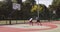 Diverse basketball players practicing one on one streetball match