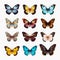 Diverse Colored Butterfly Icons - Hyper-realistic Vector Illustration