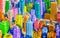 Diverse colorful original pop art style city showing diversity rainbow