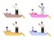 Diverse couples on gondola ride 2D linear cartoon characters set