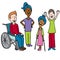 Diverse Disabled Children Cartoon