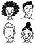 Diverse faces of people set. Human Avatars Collection. Happy emotions. Portrait with a positive facial expression. Men