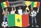 Diverse football fans holding the flag of Senegal