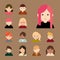 Diverse group female and male cartoon flat icons collection