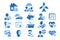 Diverse insurance blue icons set, insurance of life, health, property, finance vector Illustrations on a white