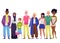 Diverse international and various ages people flat vector illustration isolated.