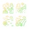 Diverse land types gradient linear vector icons set