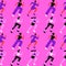 Diverse pink women group running seamless pattern